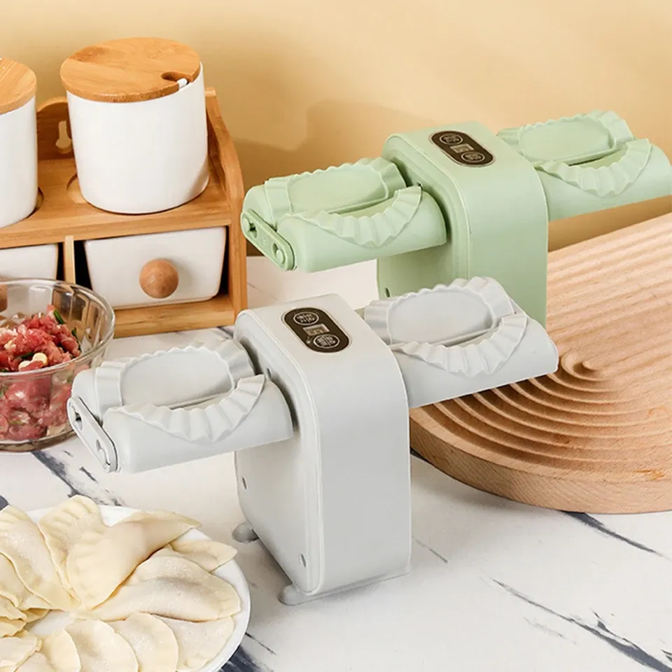 Automatischer Teigtaschenmacher, Doppelkopf, elektrischer Teigtaschenmacher, Wickel-Teigtaschen-Maschine, Heim-Teigtaschen-Pressform-Werkzeug