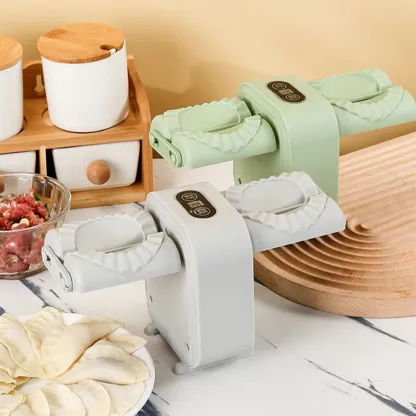 Automatischer Teigtaschenmacher, Doppelkopf, elektrischer Teigtaschenmacher, Wickel-Teigtaschen-Maschine, Heim-Teigtaschen-Pressform-Werkzeug