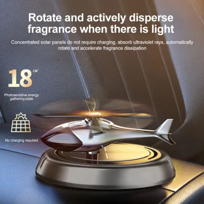 Solarbetriebener Rotationshubschrauber Solar-Aromatherapie-Auto-Lufterfrischer Legierung + ABS-Holzduft Auto-Aroma-Diffusor