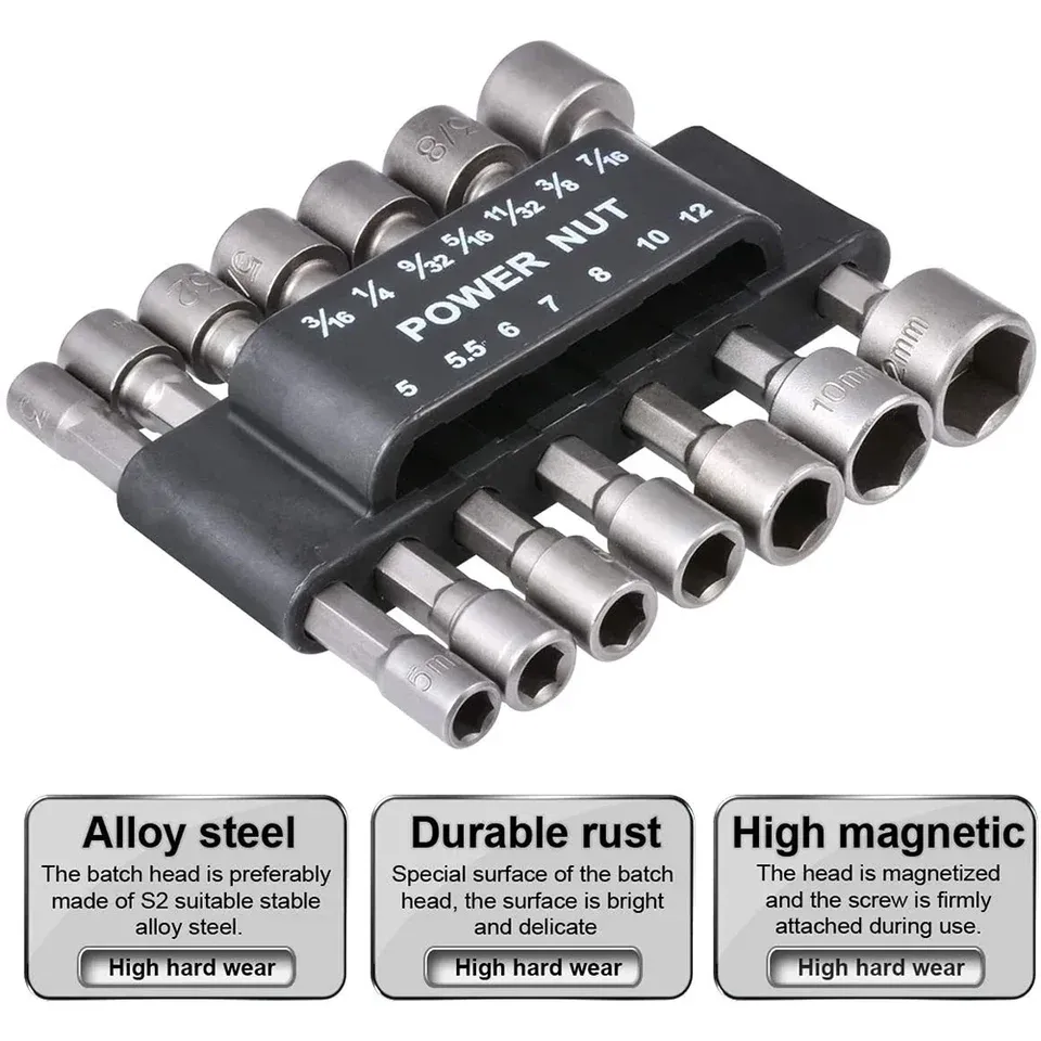 9 teile/satz 5mm-13mm Hex Steckdosen Hülse Düsen Mutter Fahrer Set Power Muttern Treiber Steckdose Schraubendreher Set Bits sets Werkzeuge
