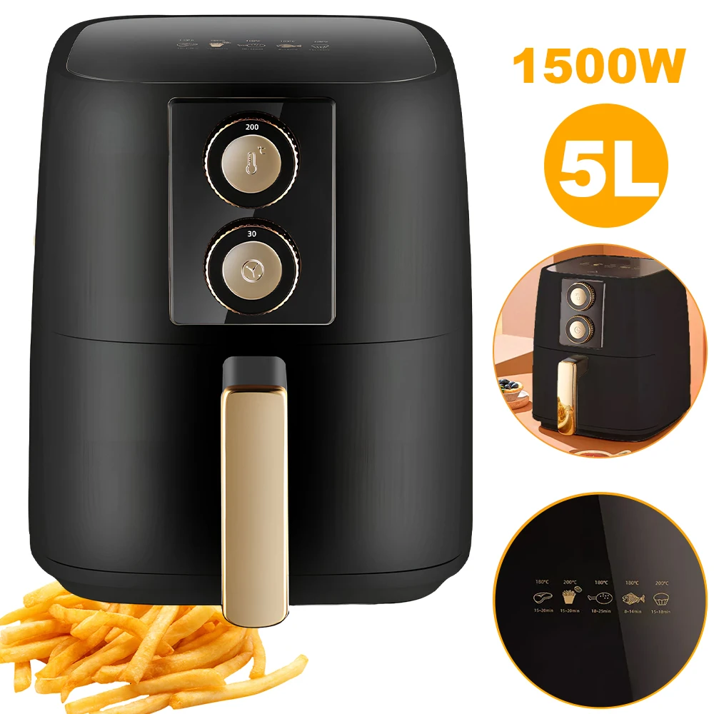 5L Electric Air Fryers Oil-free Automatic Household Kitchen 360Baking 