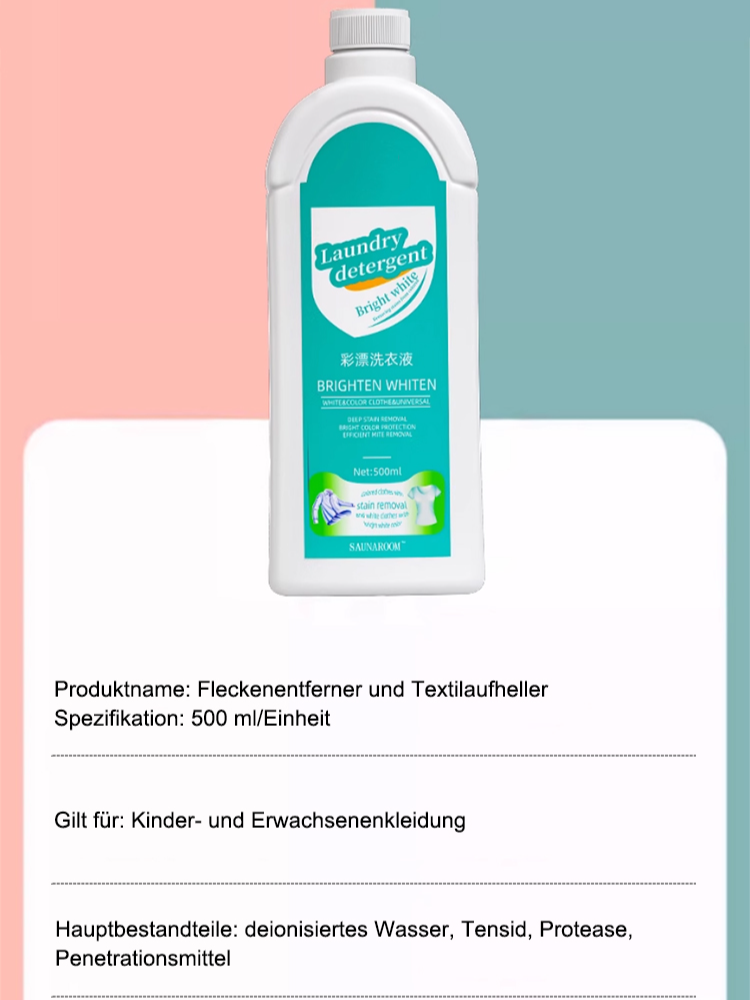 【🌟Waschmittel zur Fleckenentfernung und Aufhellung🌟】Vier Funktionen: Fleckenentfernung, Farbschutz, Bleichen und Desinfektion Vier Funktionen: Fleckenentfernung, Farbschutz, Bleichen und Desinfektion