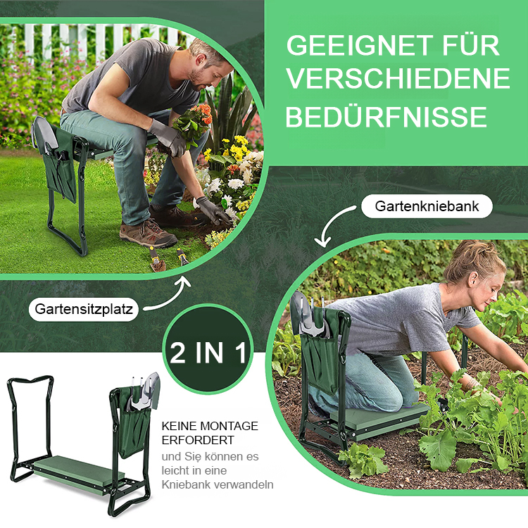 [Taillen- und Knieschutz] Zwei-in-Eins faltbarer Hocker für Gartenarbeit und Knien