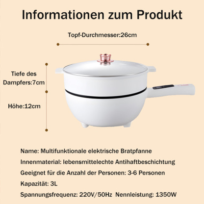 【Multifunktionaler intelligenter Elektro-Wokk】Sparen Sie Energie: Nur 0,1 €/Stunde. Ideal für Braten, Schmoren, Kochen.zeitlich begrenzter Rabatt