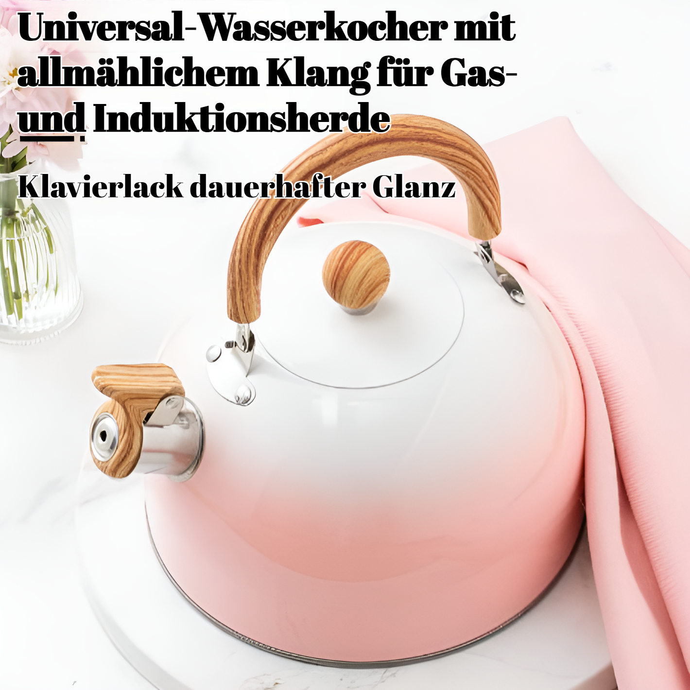 Sakura rosa Pfeifenkessel 3L mit Farbverlauf und flachem Boden