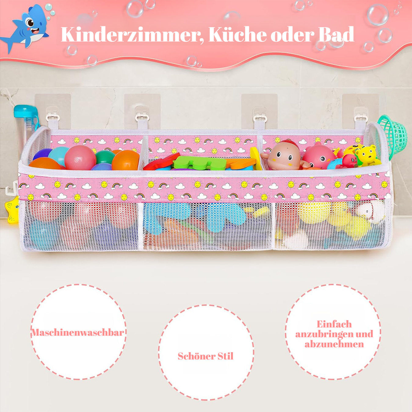 Multi-Grid-Klassifizierung Kinderbadezimmer-Spielzeug-Aufbewahrungstasche Babybadezimmer-Wandbehangt