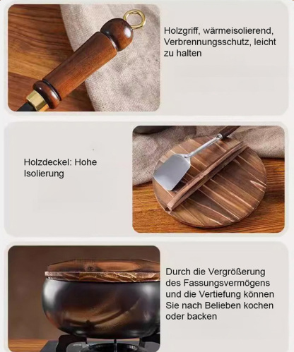 【Importiert aus Japan, hergestellt aus hochreinem Natureisen】🍳100.000 Mal von Hand geschmiedet, um durch „traditionelles Öffnen“ eine natürliche Antihaft-Oberfläche zu erhalten