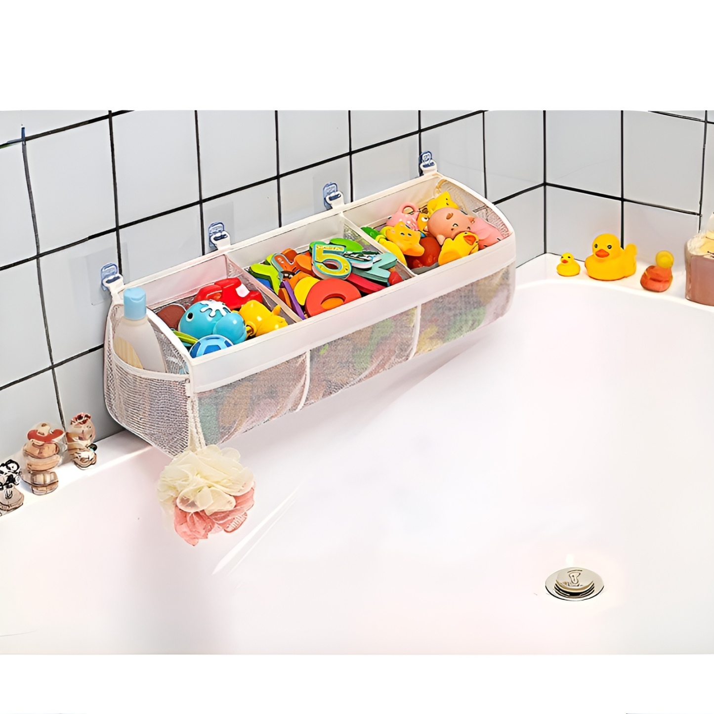 Multi-Grid-Klassifizierung Kinderbadezimmer-Spielzeug-Aufbewahrungstasche Babybadezimmer-Wandbehangt