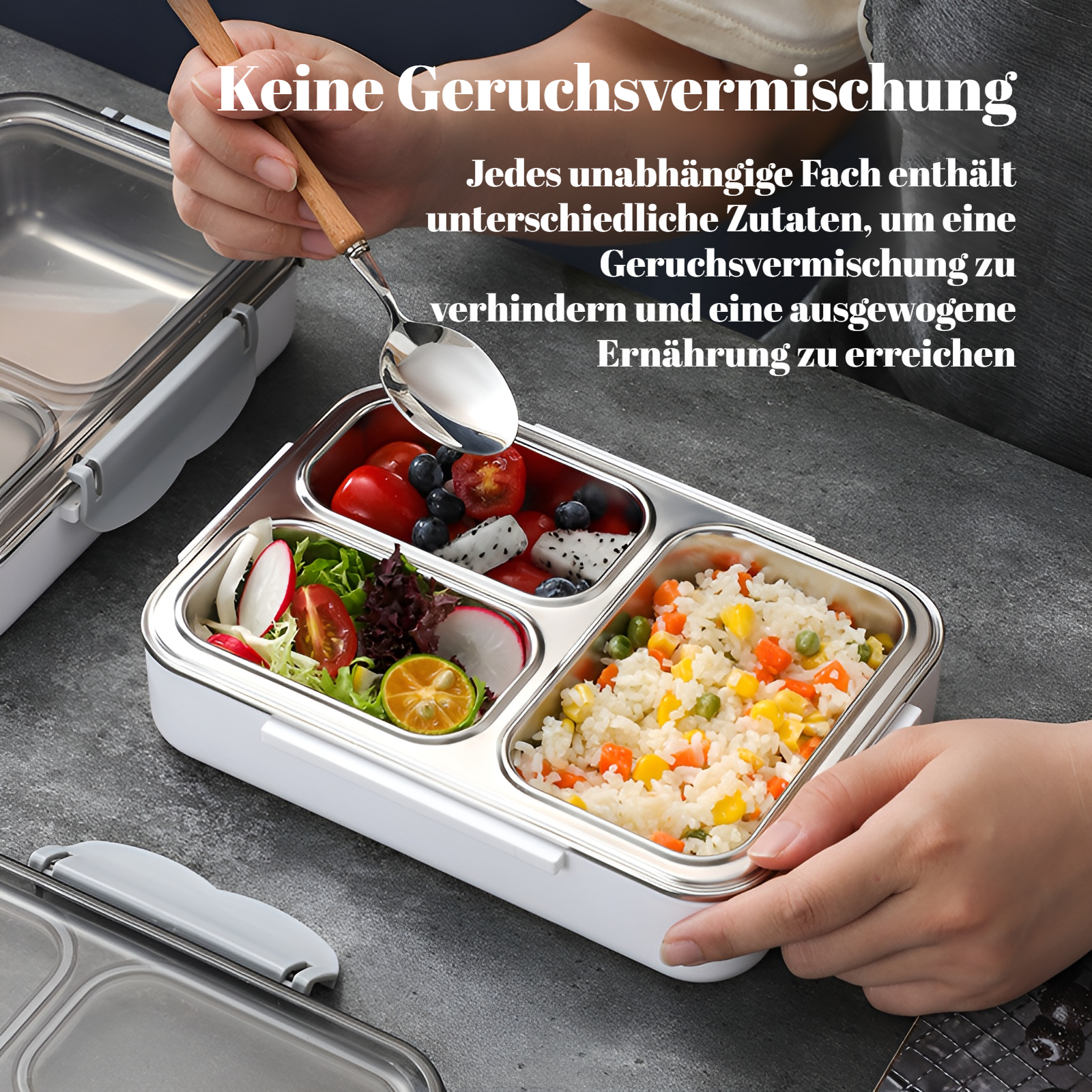 Hochwertige Lunchbox aus Edelstahl 304, langlebig und sicher