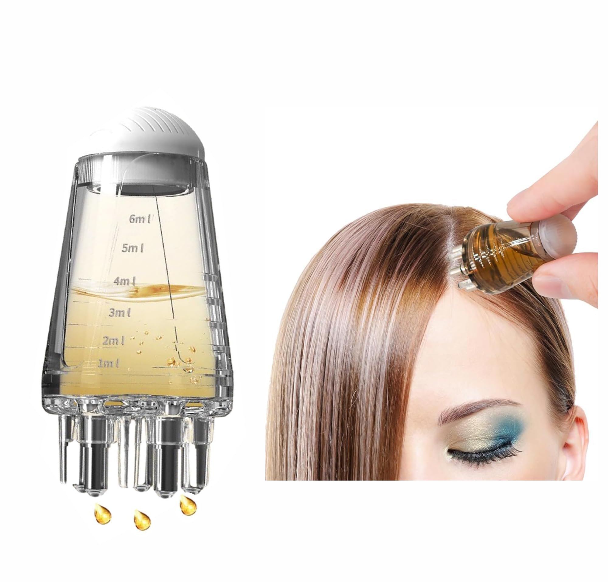 Kopfhaut-Applikatorkamm Für Haarwuchs-Serum – Grauer Kamm Zur Präzisen Auftragung Von Ölen