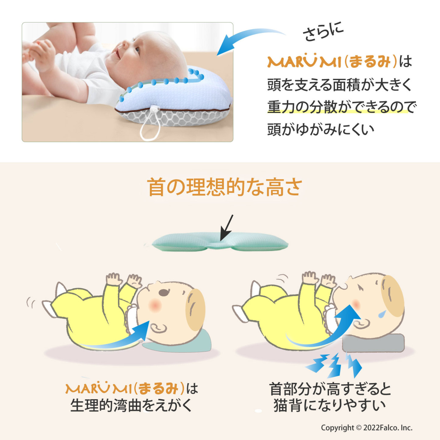 大決算割引！5歳まで使える【ベテラン助産師が作ったベビー枕】向き癖防止 吐き戻し防止 洗える 高さ調節 赤ちゃん まくら ベビーピロー 向き癖 絶壁防止 丸い頭 ベビーまくら 赤ちゃん枕 新生児 寝ハゲ対策 ベビーグッズ ベビー用品 出産祝い 頭の形が良くなる MARUMI