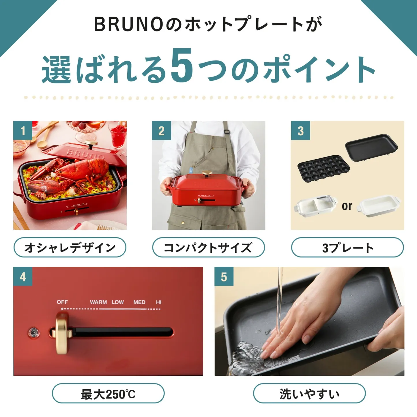 ★公式限定特典あり★【10%OFF】【BRUNO 公式】 ホットプレート 鍋 ブルーノ コンパクト プレート2種 セラミックコート鍋 一人用 焼肉 おしゃれ 最大250℃ 無段階調整 BOE021 brunoメッセージカード 対応 引っ越し祝い 入学祝い