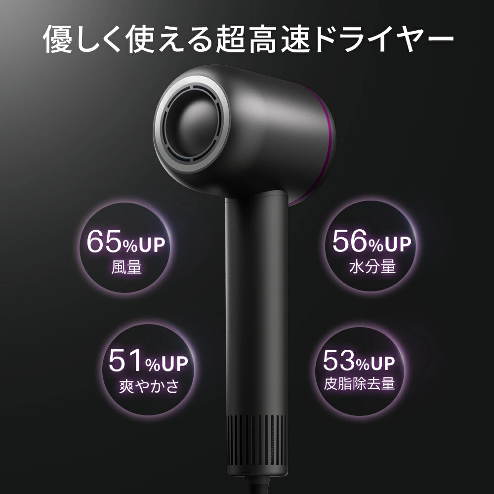 【楽天1位】ドライヤー ヘアドライヤー 大風量 速乾 時短 低温ドライヤー 8億マイナスイオン 1200W 高速ドライヤー 軽量 静音 57℃恒温 静電気除去 コンパクト 人気 髪質改善 美容家電 ヘアケア 美髪