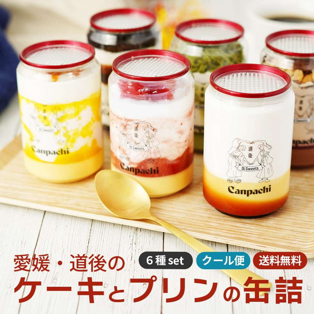 冷凍 スイーツ バレンタイン[愛媛 道後] ケーキとプリンの缶詰６点セット (6種類) 特製 プリン 手作り ケーキ 要冷凍 お取り寄せ 詰め合わせ 誕生日 ギフト おしゃれ 贈り物 プレゼント 送料無料 女性 贅沢 自分用 ご褒美 お祝い デザート 家族でシェア Canpachi カンパチ
