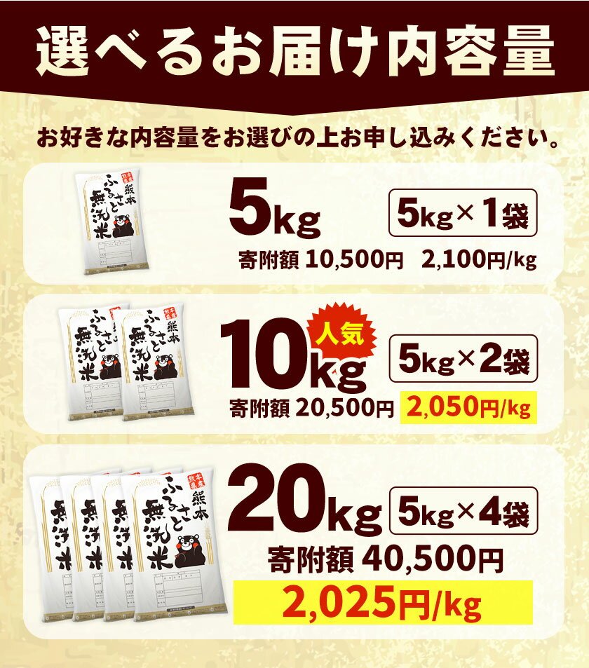 【ふるさと納税】総合１位! 高レビュー 選べる発送時期 選べる出荷時期 2年定期登場 熊本ふるさと無洗米 5kg 10kg 20kg 訳あり 米 コメ こめ 熊本県産 米 ふるさと納税 わけあり 以上のお米ならこれ お米 おこめ 熊本 むせんまい kome musennmai 定期便
