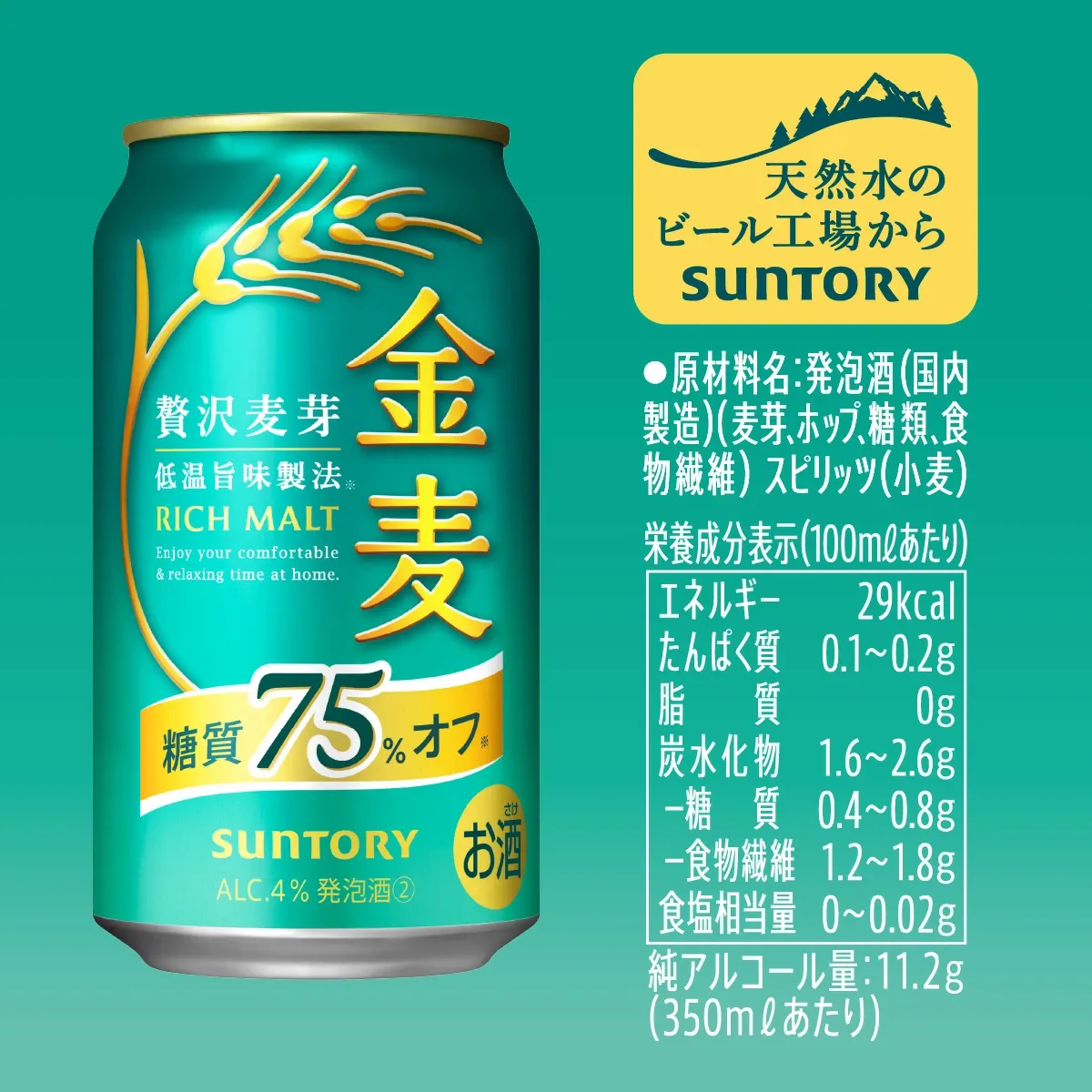 2/4～2/10限定P2倍 【最強配送】 【送料無料】サントリー 金麦 糖質75％オフ 350ml×2ケース/48本 ビール 新ジャンル サントリービール YTR