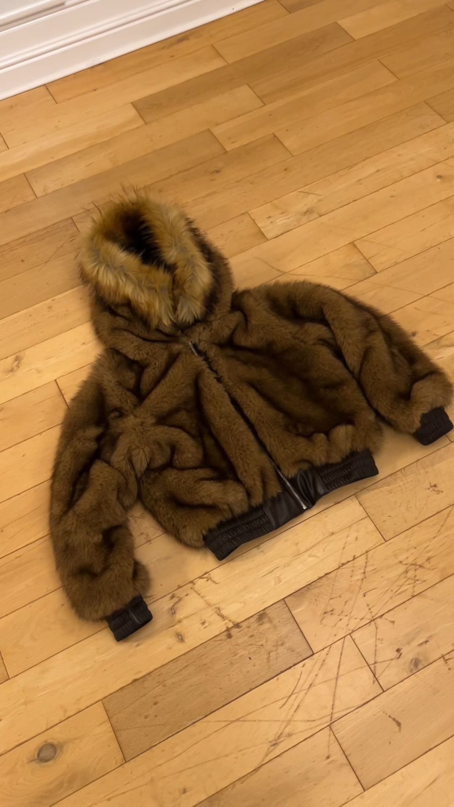 Reversible firefly fur bomber jacket