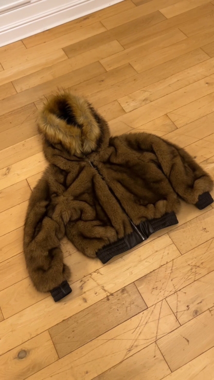 Reversible firefly fur bomber jacket