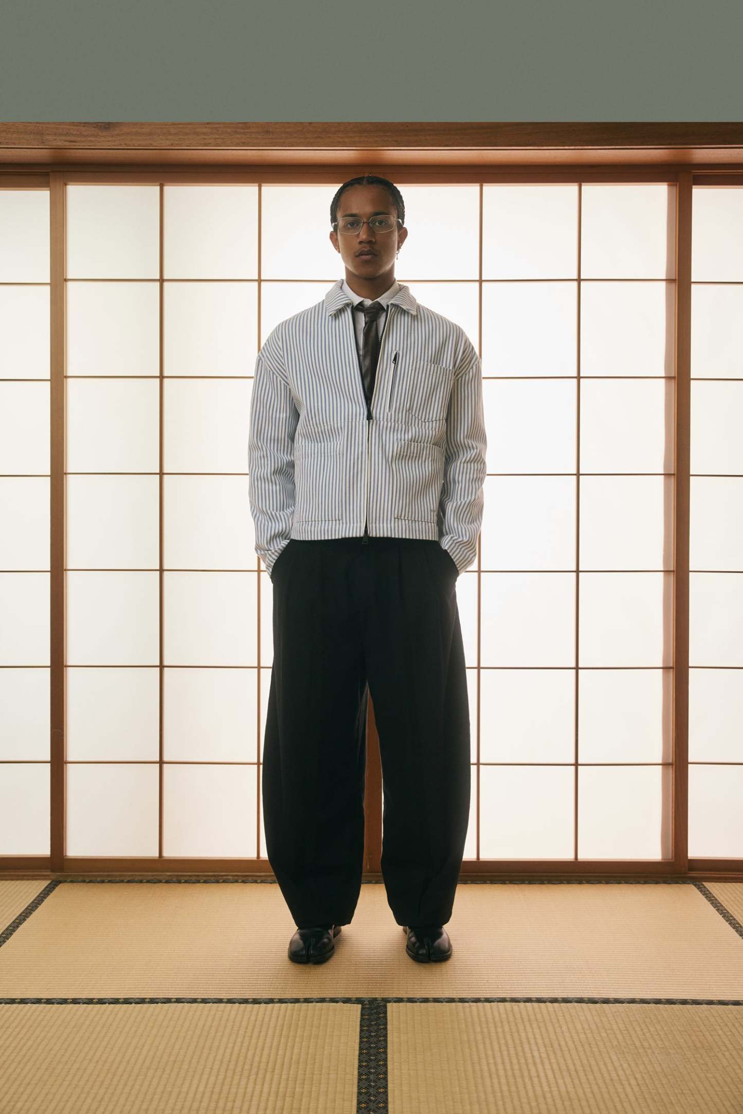 PINSTRIPE CANVAS WORKWEAR JACKET