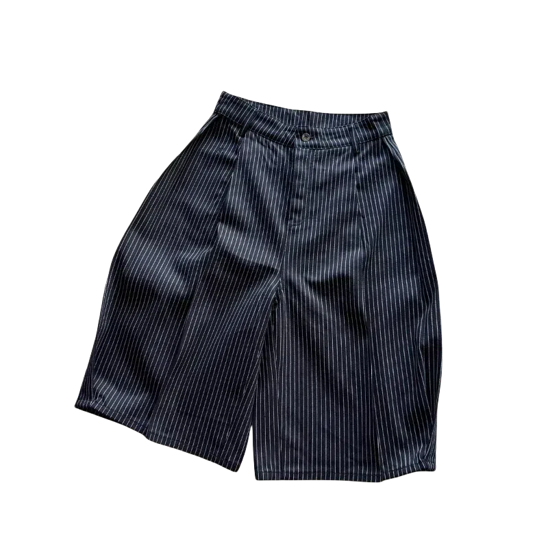 PLEATED PINSTRIPES SELVEDGE CAPRIS