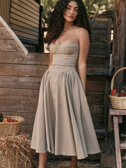 Sleeveless fitted corset midi dress