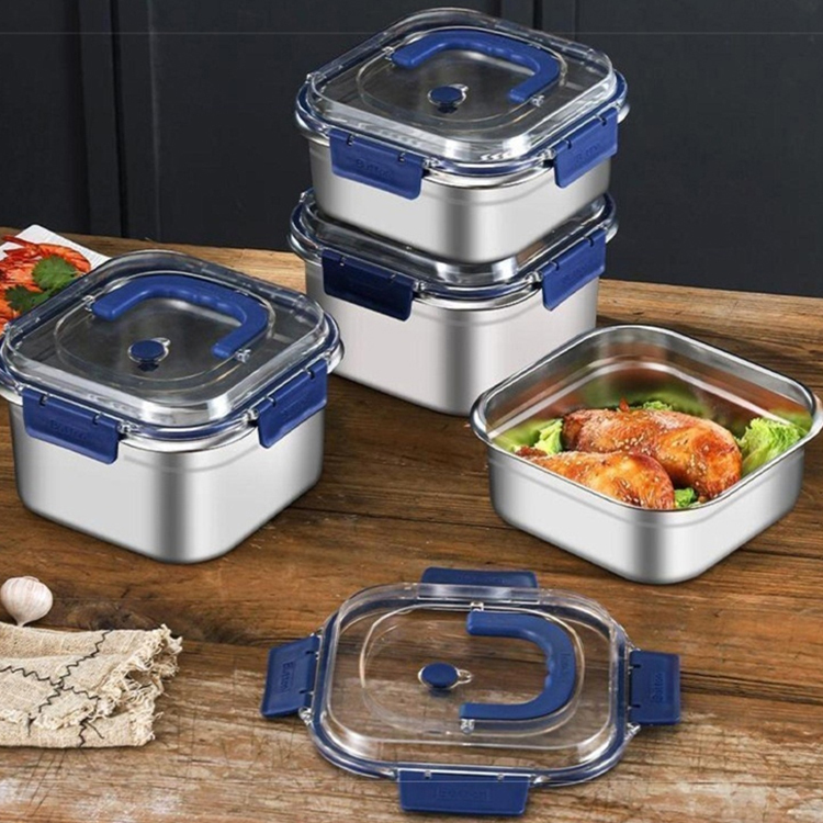 Thickened Stainless Steel Sealed Crisper Box with Handle