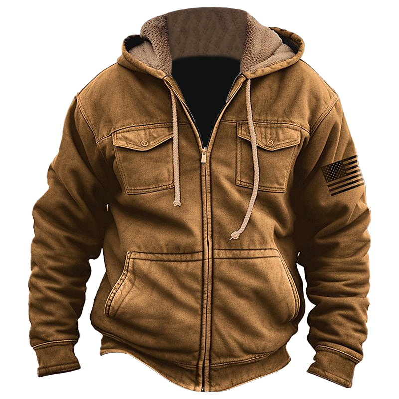 Men's Thickened Double Chest Pocket Zipper Jacket