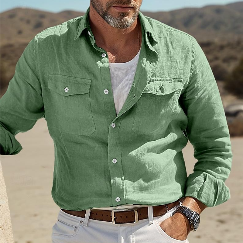 Men's Workwear Lapel Long Sleeve Loose Casual T-Shirt
