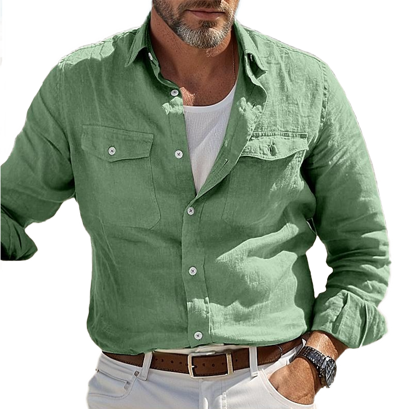 Men's Workwear Lapel Long Sleeve Loose Casual T-Shirt