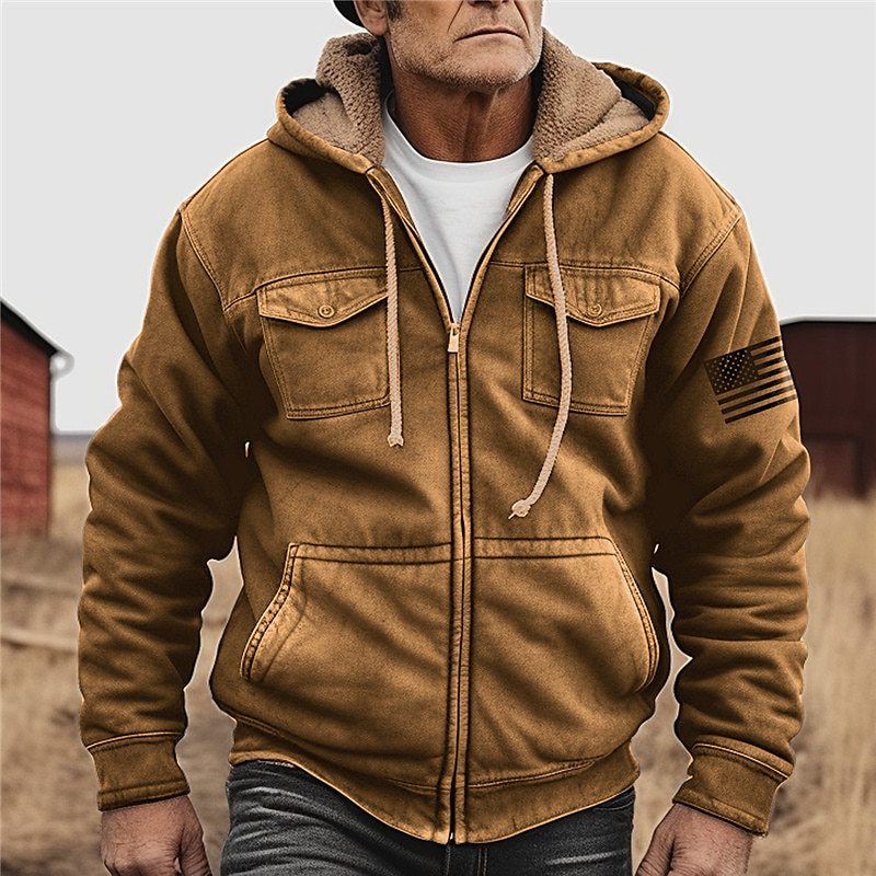Men's Thickened Double Chest Pocket Zipper Jacket