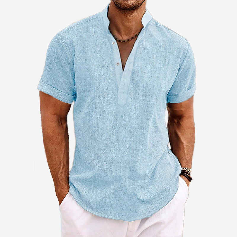 Men's Casual Summer Simple Solid Colour Short Sleeve Shirt
