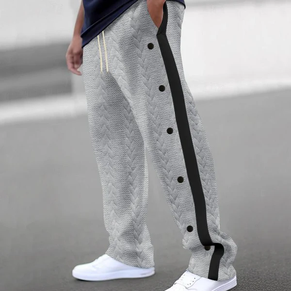 Men's Jacquard Single Breasted Striped Loose Casual Pants