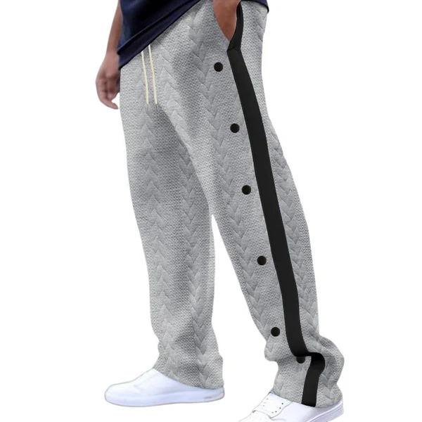 Men's Jacquard Single Breasted Striped Loose Casual Pants