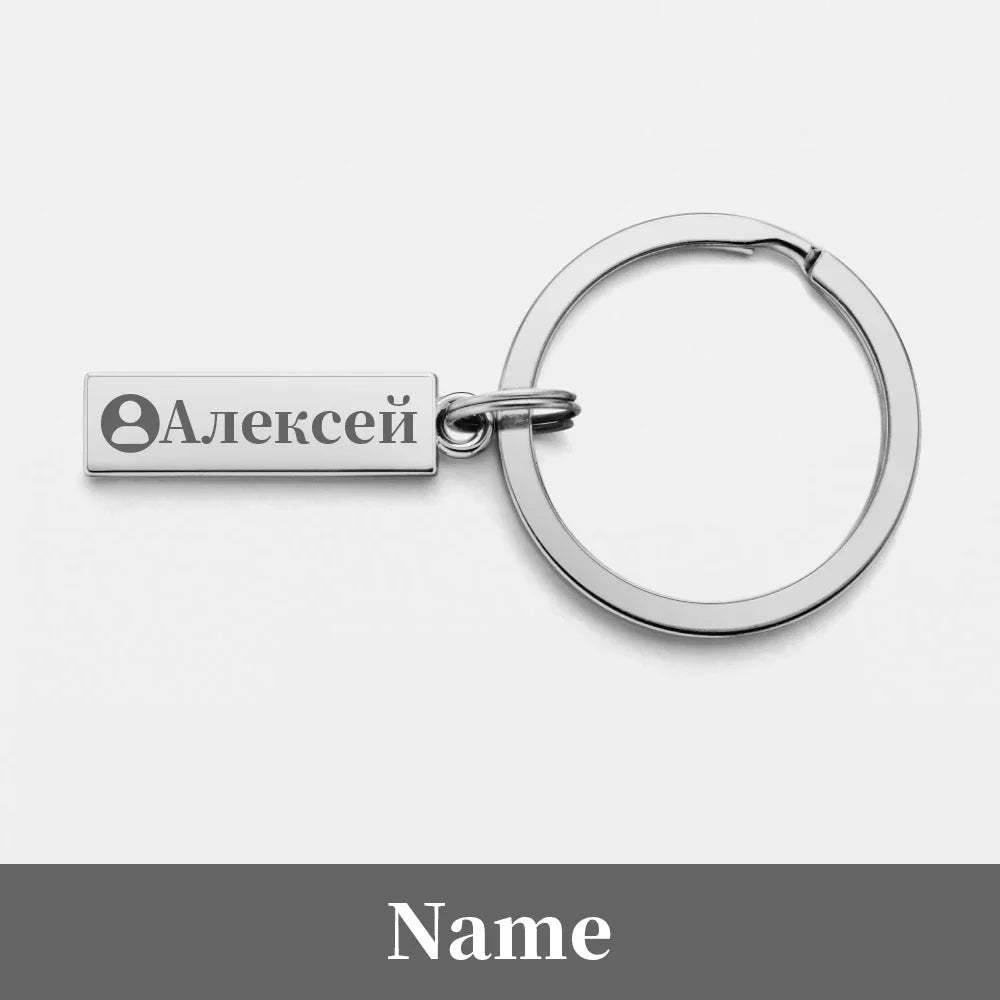 Anti-lost Keychain Small Chic Personalized Customized Keyring  for Car Name Phone Number Men Women Gift  Key Chain Holder P021