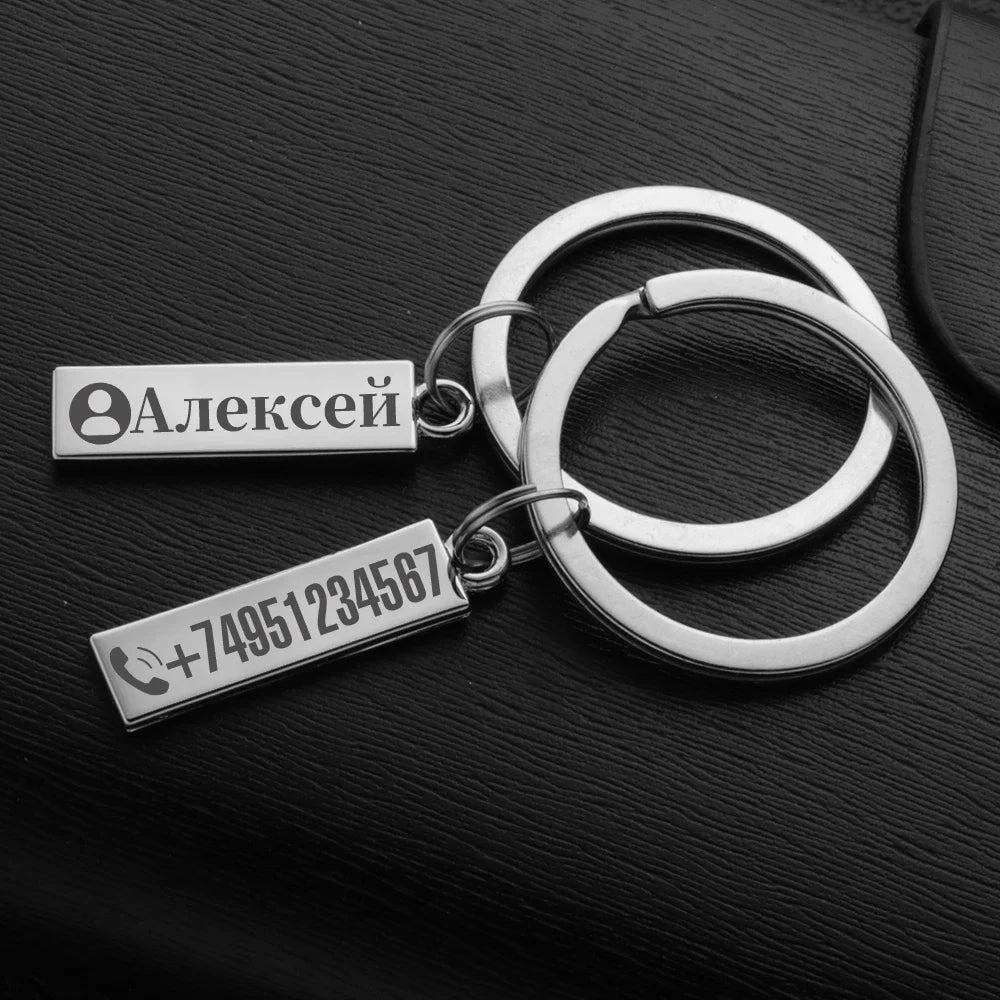 Anti-lost Keychain Small Chic Personalized Customized Keyring  for Car Name Phone Number Men Women Gift  Key Chain Holder P021