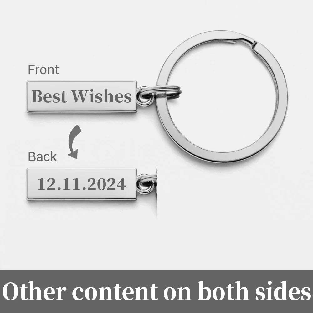 Anti-lost Keychain Small Chic Personalized Customized Keyring  for Car Name Phone Number Men Women Gift  Key Chain Holder P021