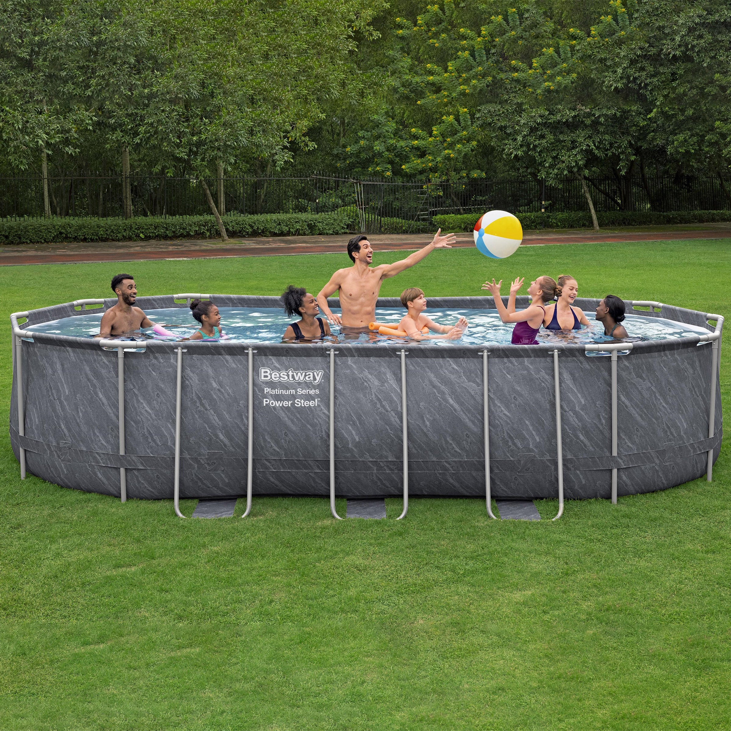 Besthttway Platinum Series Power Steel 20' x 12' x 48" Oval Pool Set