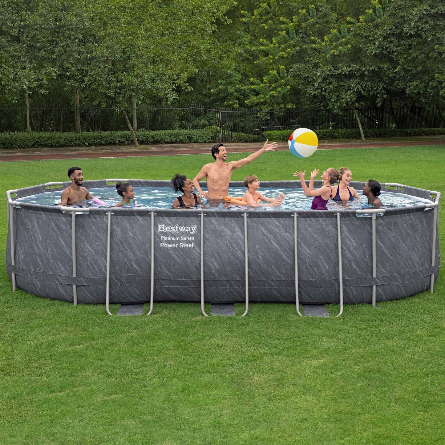 Besthttway Platinum Series Power Steel 20' x 12' x 48" Oval Pool Set