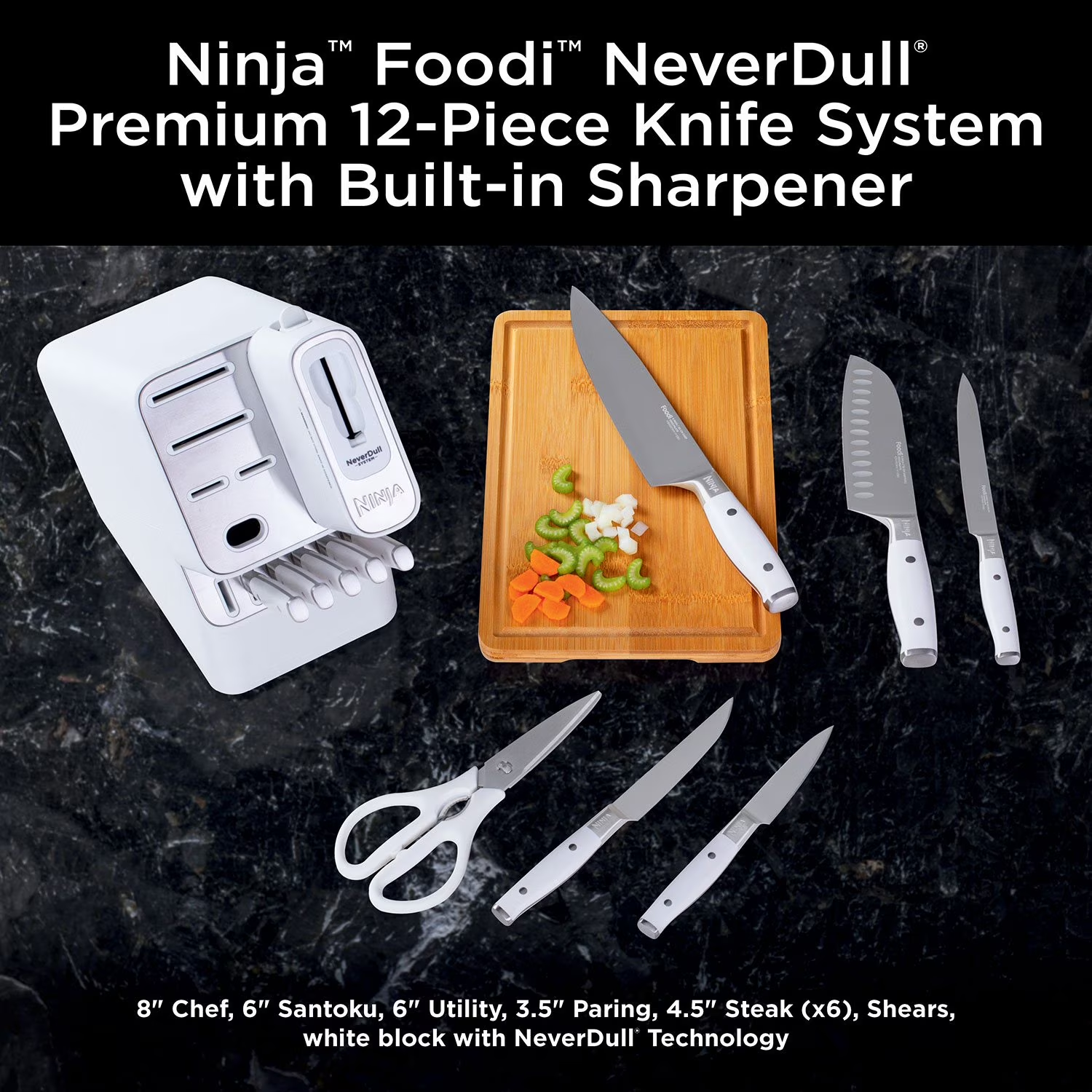 Ninja Foodi NeverDull Premium 12-Piece German Stainless Steel Knife System with Built-in Sharpener