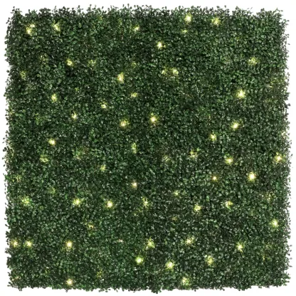 golden select boxwood hedge panel with led lights