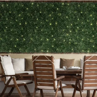 golden select boxwood hedge panel with led lights