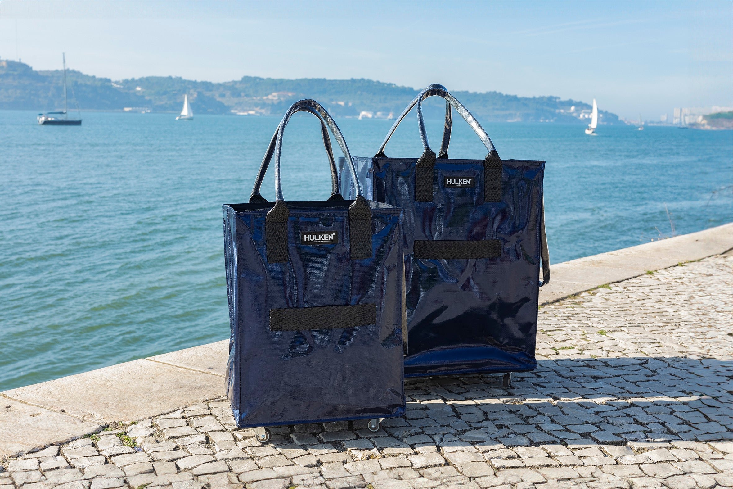 Hulkthten Foldable Rolling Tote Bag with Zip Top Closure