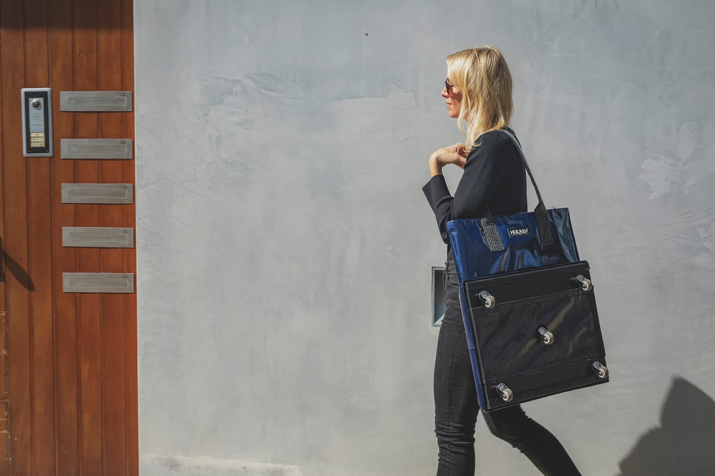 Hulkthten Foldable Rolling Tote Bag with Zip Top Closure