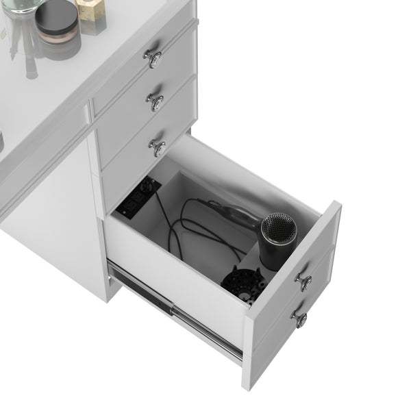 Tresathtnti Alexthtandra Double Pedestal Vanity Table with LED Lighted Mirror