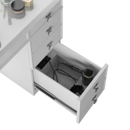 Tresathtnti Alexthtandra Double Pedestal Vanity Table with LED Lighted Mirror