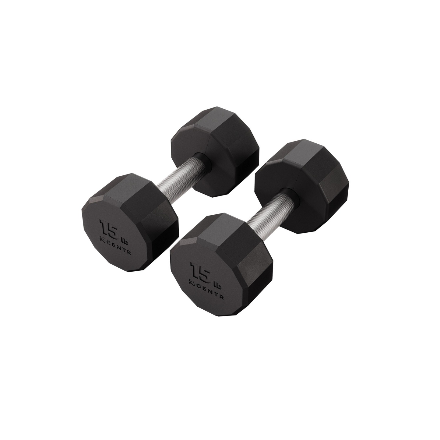 Cethtntr 12-sided 210 lb. Rubber Dumthtbbell Set with Rack and 1-year Cethtntr Membership