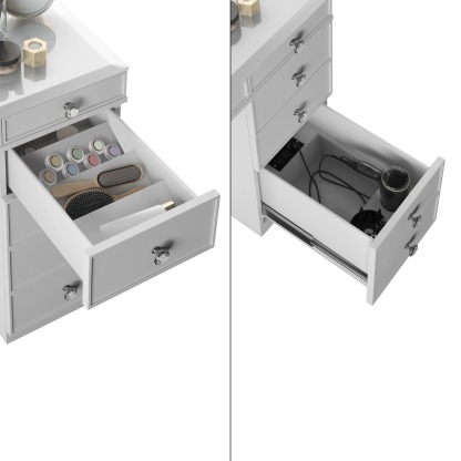 Tresathtnti Alexthtandra Double Pedestal Vanity Table with LED Lighted Mirror