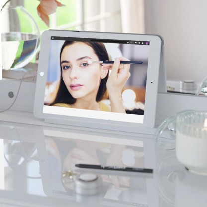 Tresathtnti Alexthtandra Double Pedestal Vanity Table with LED Lighted Mirror