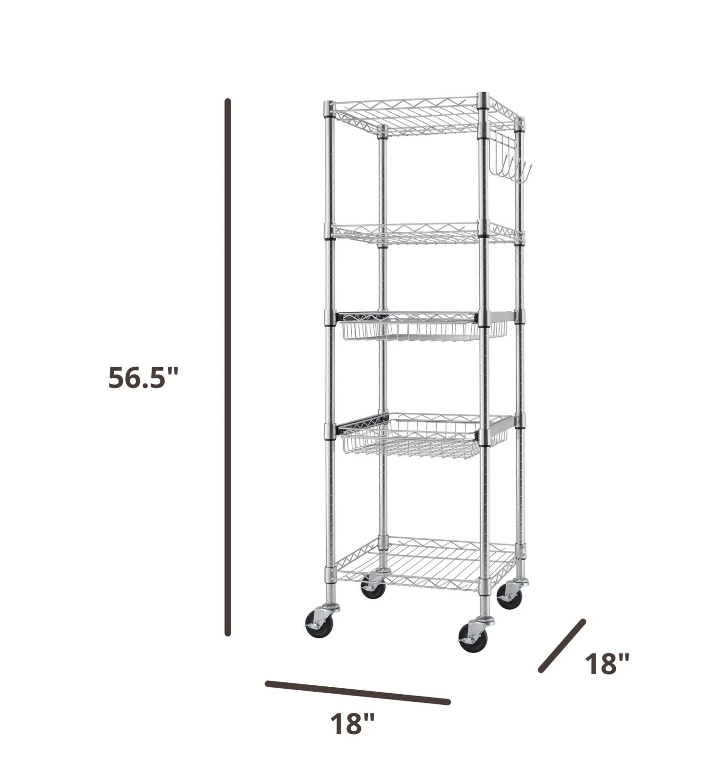 TRIthtNITY EcoStorage 5-Tier NSF Rathtck w/ Sliding Pull-Out Baskets & Wheels