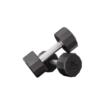 Cethtntr 12-sided 210 lb. Rubber Dumthtbbell Set with Rack and 1-year Cethtntr Membership